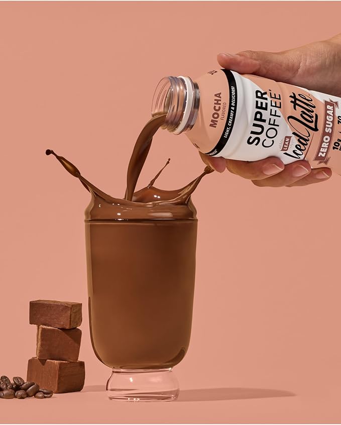 SUPER COFFEE, Keto Protein Coffee (0g Added Sugar, 10g Protein, 70 Calories) [Mocha] 12 Fl Oz, 12 Pack | Iced Smart Coffee Drinks
