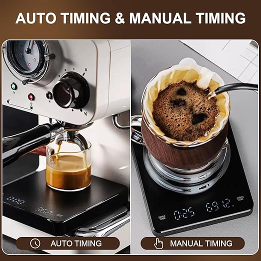 OBEST Mini Coffee Scale with Timer, Portable Kitchen Food Scale with Invisible Screen Rechargeable Digital Coffee Scale Espresso Scale with Timer 3kg/0.1g Precision Scale Black