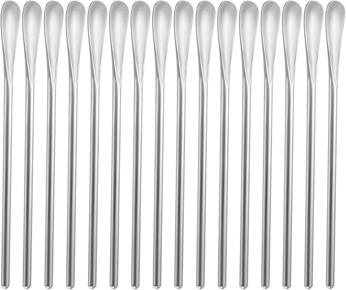 16-Pack 6.2" / 15.8cm 304 Stainless Steel Long Handle Stirring & Mixing Spoon – Reusable Bar Tool for Coffee, Tea, Iced Drinks & Cocktails