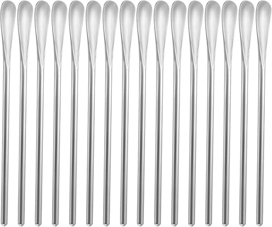 16-Pack 6.2" / 15.8cm 304 Stainless Steel Long Handle Stirring & Mixing Spoon – Reusable Bar Tool for Coffee, Tea, Iced Drinks & Cocktails