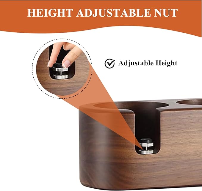 MOJAE Espresso Tamping Station, 3in1 Tamper Station, Wooden Espresso Tamper Holder, Portafilter Holder with Anti Slip Bottom, 3 Holes for Coffee Tamper,Distributor and Portafilter (Walnut, 51-54mm)