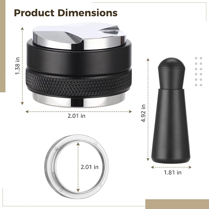 51mm Espresso Accessories Kit, Including Dual-Head Coffee Distributor, 12-Needle WDT Tool, Dosing Funnel, Espresso Tamper Set for Coffee Lovers Baristas