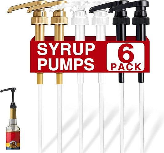 6 Pack Syrup Pumps Leak Proof Coffee Syrup Dispenser, Fits 25.4 Oz Coffee Flavoring Syrup Bottles, Great for Home & Coffee Bar Drinking Mixes, Cocktails, Beverage
