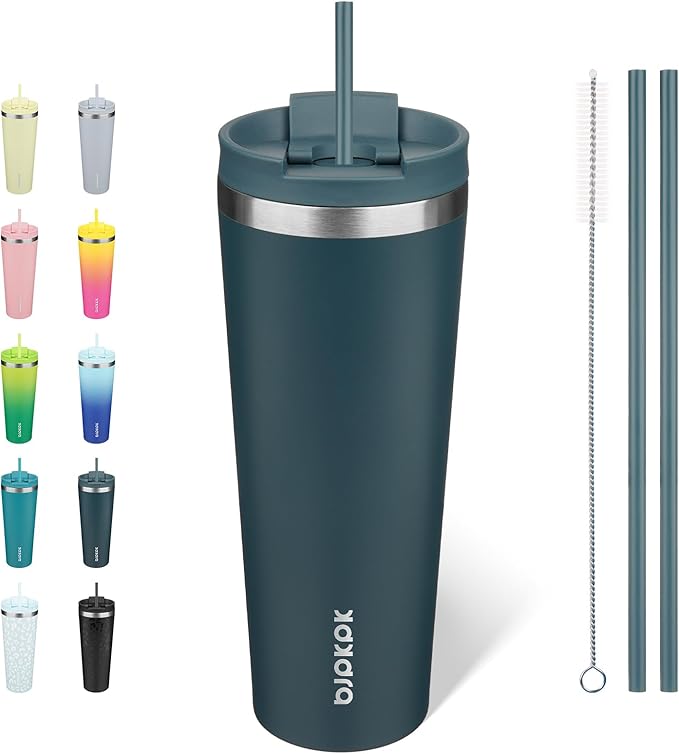 BJPKPK 26oz Stainless Steel Insulated Tumbler With lid And Straw Travel Coffee Thermal Tumblers Cup For Women And Men,Navy Blue