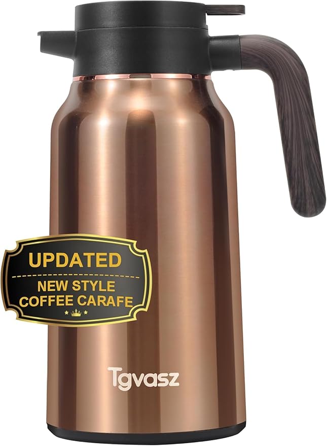 70 Oz Carafes for Hot Liquid, Stainless Steel Insulated Vacuum Thermal Coffee Carafes For Keeping Hot, 2.1 Liter Coffee Dispenser(Gold)