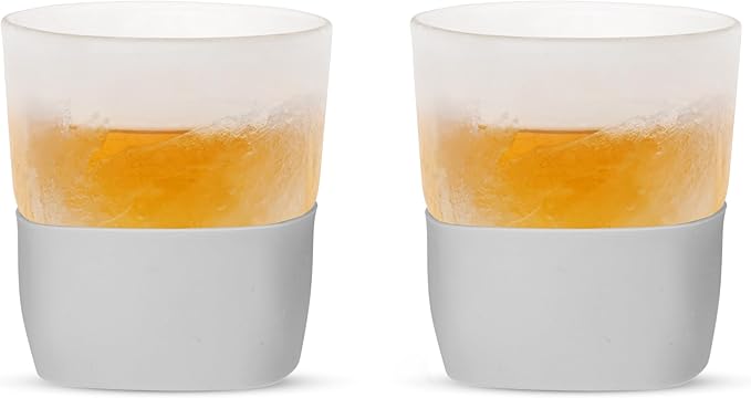 Host Glass Freeze Whiskey Cooling Glasses, Double Wall Glass Cups, Drink Tumblers for Whiskey Tumblers, Insulated Cup Drinkware, 9oz Glass Set of 2