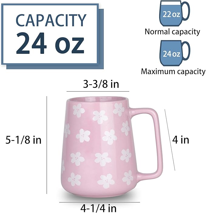 24 OZ Extra Large Ceramic Coffee Mug, Jumbo Coffee Mugs, Big Tea Cups with a Large Handle for Office and Home, Microwave and Dishwasher Safe (24 OZ Purple)