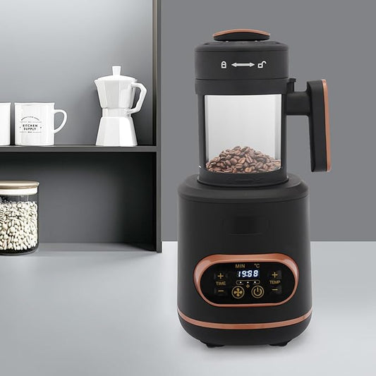 Electric Coffee Roaster with LED Display 0.22lbs Coffee Bean Roaster Machine for Home Use,with Adjustable Temperature & Timer, 3 Gears Fan Speed， 1500W