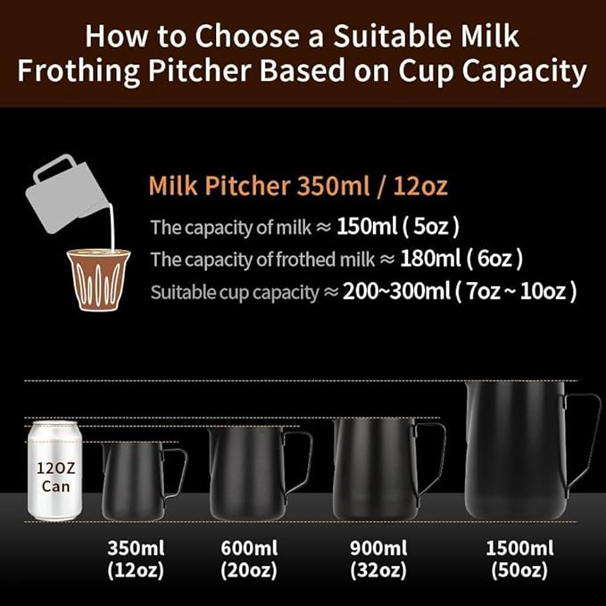 watchget Stainless Steel Milk Frothing Pitcher 12oz/350ml - Espresso Steaming Pitcher for Cappuccino, Latte Art, Coffee Machine Accessories Milk Jug Coffee Frother Cup, Blue