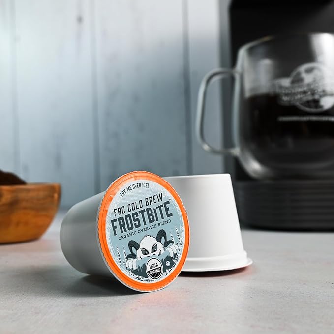 FRC Organic Frostbite Cold Brew Pods | Mold & Myco 3rd Party Tested, USDA, Kosher | Med Roast, 24 Pods for Kcup Brewers