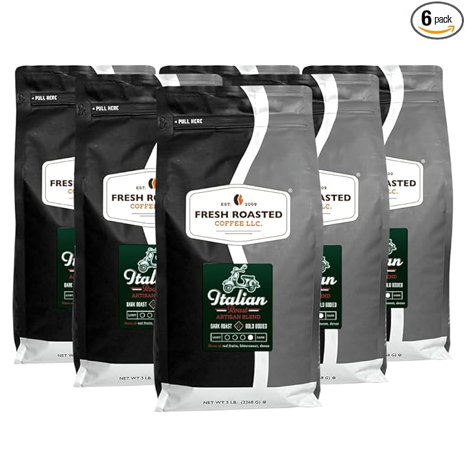 Fresh Roasted Coffee, Italian Roast, 30 lb, Dark Roast, Kosher, Whole Bean