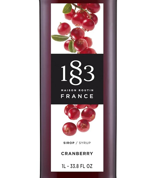1883 Cranberry for Drinks, Made in France, 1 Liter Glass Bottle