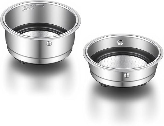 2 Pcs 51mm Portafilter Basket Espresso Basket Stainless Steel Coffee Filter Pressurized Coffee Filter Cups Compatible with 51mm Portafilter Machines for Home Office Machine Serving