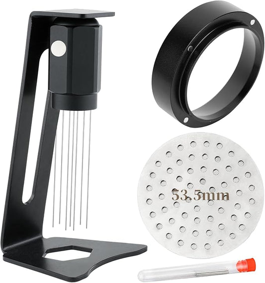 53.5mm WDT Tool Espresso - Espresso Stirrer Distribution Tool with Magnets and Stand, 54mm Dosing Funnel & Puck Screen | Fits Breville 8 Series Espresso Coffee Machines and 54mm Portafilters