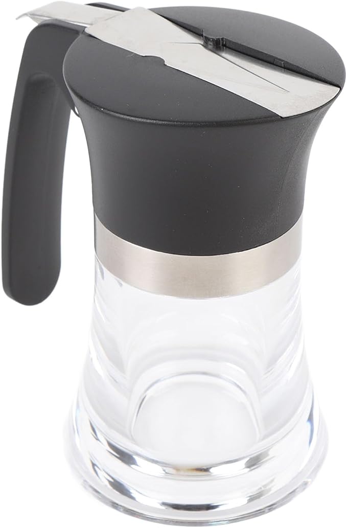 Bewinner 3.38Oz Syrup Dispenser, Honey Pot Glass Honey Dispenser Jar, Stainless Steel Maple Syrup Container Easy to Clean for Chocolate Peanut Butter Caramel