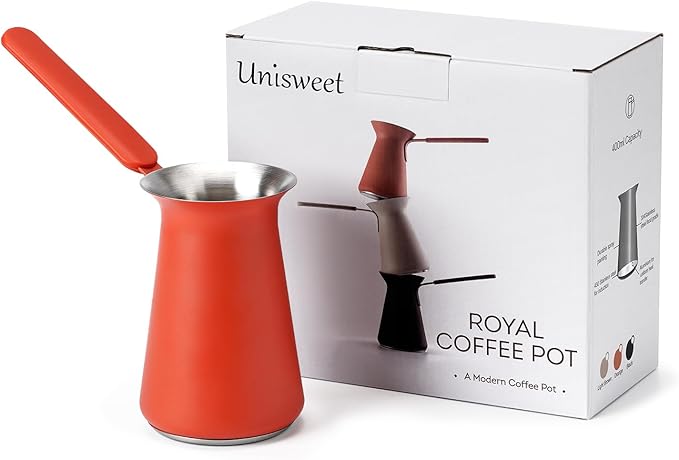 UNISWEET Turkish Coffee Pot - Coffee Maker, Briki Greek Turkish Pot, Arabic Tea Pot, Cezve/Ibrik Coffee Pot for Stovetop(400 ml,Serves 5)