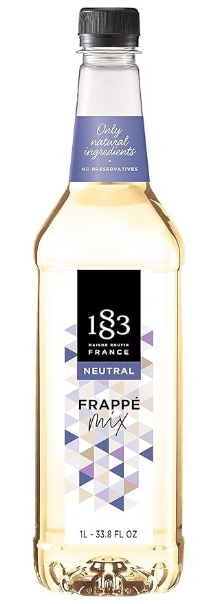1883 Frappe Mix Syrup for Coffee and Drinks, Made in France, 1 Liter Plastic Bottle