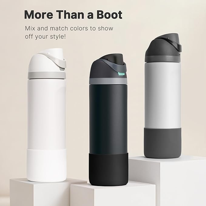 Silicone Boot for Owala 24 oz Water Bottle, Anti-Slip Protective Sleeve Bottom Cover for Owala Twist/FreeSip/Flip Stainless Steel Water Bottle (Dark Grey)
