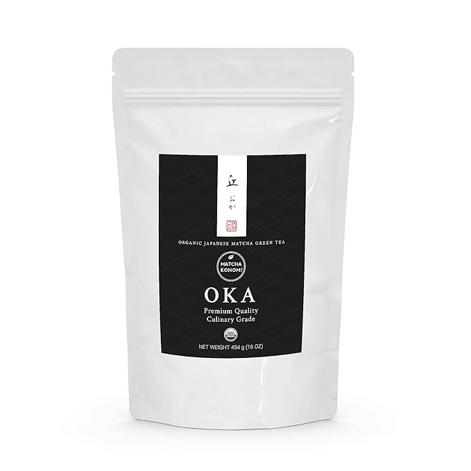 Oka Matcha 454g (16 oz) - Organic Premium Culinary Japanese Matcha Green Tea Powder - Zero Sugar - Blend of First and Later Harvests - USDA Certified