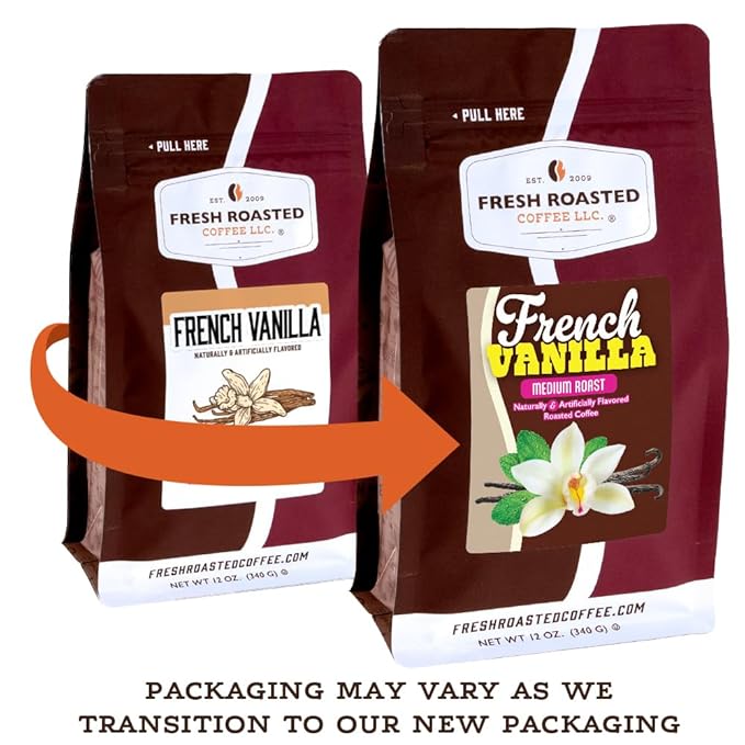 Fresh Roasted Coffee, French Vanilla Flavored Coffee, 5 lb (80 oz), Medium Roast, Kosher, Ground