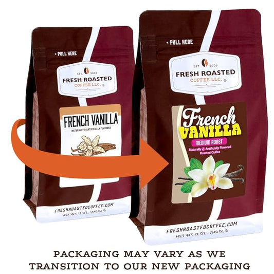 Fresh Roasted Coffee, French Vanilla Flavored Coffee, 5 lb (80 oz), Medium Roast, Kosher, Ground