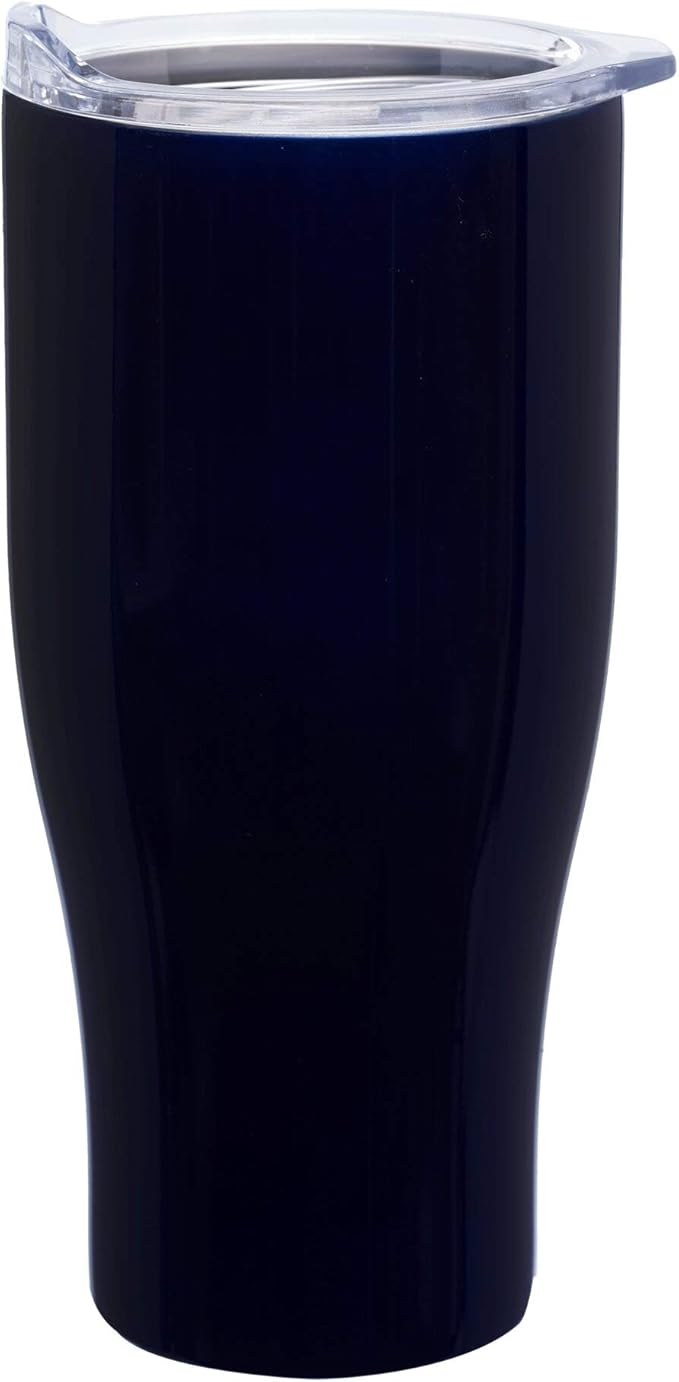 DISCOUNT PROMOS 10 Stainless Steel Grip Travel Mugs Set, 27 oz. - Vacuum Insulated, Plastic Lid - Blue