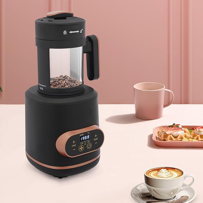 VelvetSlumbliery Electric Coffee Bean Roaster Machine, 1500W 110V Automatic Coffee Bean Roaster Adjustable Temperature&Timer, for Personal, Family