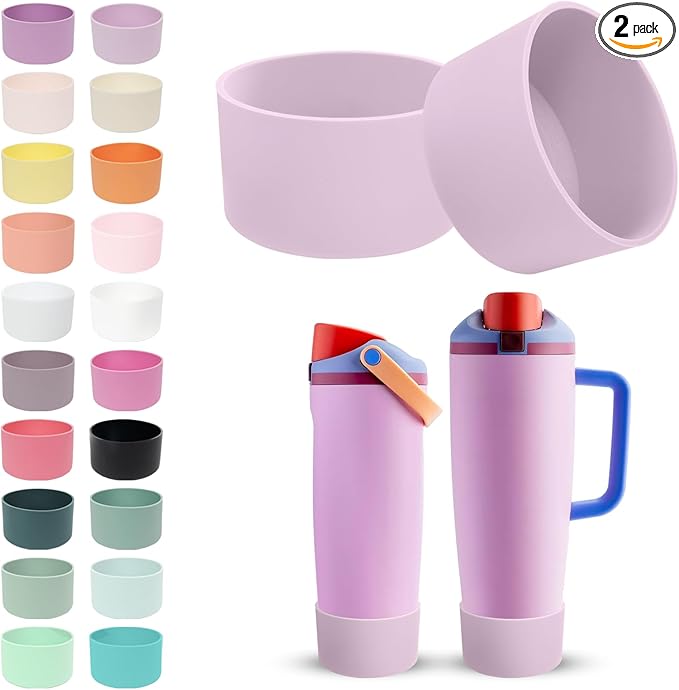 2PCS Silicone Boots for Owala 30oz & 40oz FreeSip Sway Bottles & Tumblers – Non-Slip, Scratch-Resistant, Stability Enhancer for Owala Accessories (Lavender Mist)
