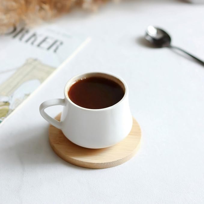 Custom Coasters, Bamboo Coasters Set of 4 Round, 3.7in Laser Engraved Personalized Coaster with Holder, Customized Housewarming Gifts Drink Coaster for Weddings, Bar Home Decor, Coffee Table Decor