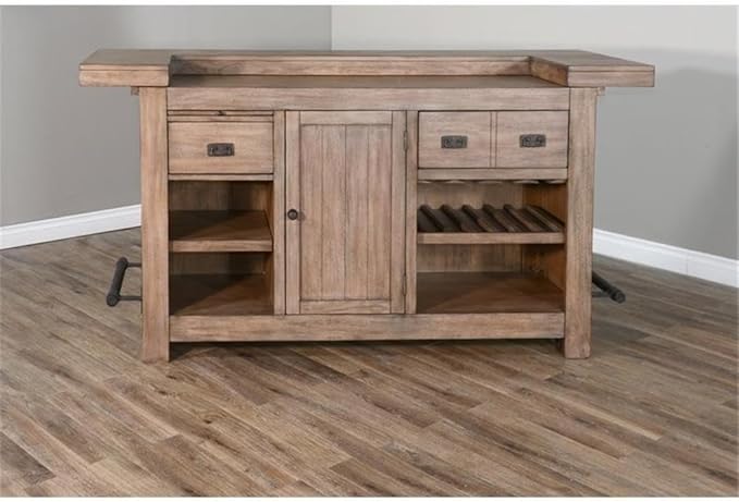 Home Bar and Swivel Bar Stools in Taupe Brown 3 Piece Set