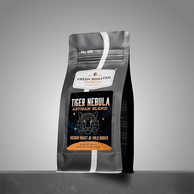 Fresh Roasted Coffee, Tiger Nebula, 12 oz, Medium Roast, Kosher, Whole Bean