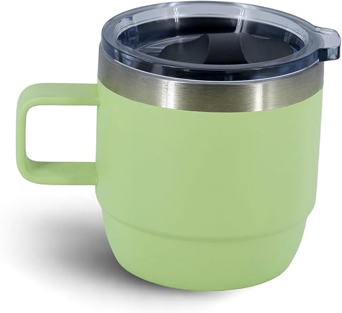 10 oz Stackable Mug, Stainless Steel cup with handle, Vacuum Insulated Espresso/Coffee Mug, shot Glass Set for 1-Piece Set for Coffee, Spirits, Wine, Tea- Key Lime