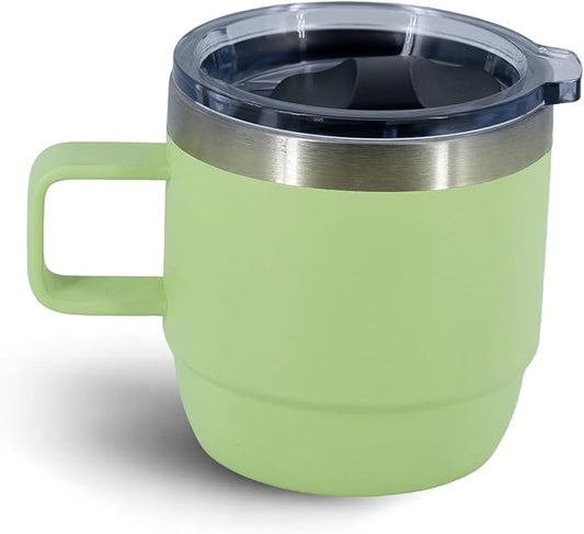10 oz Stackable Mug, Stainless Steel cup with handle, Vacuum Insulated Espresso/Coffee Mug, shot Glass Set for 1-Piece Set for Coffee, Spirits, Wine, Tea- Key Lime