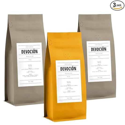 Bean Box Sampler - Roasted by Devocion, 3-Pack, Freshly Ground Coffee, Gourmet Coffee
