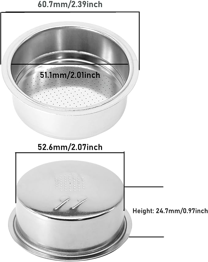 Algasan 51mm Pressurized Espresso Filter Basket 2 cup/double shot Compatible with CUISINART EM100 Breville Cafe Roma ESP8/ESP6/800ES/BES200/250/400/800/820/830 coffee machine