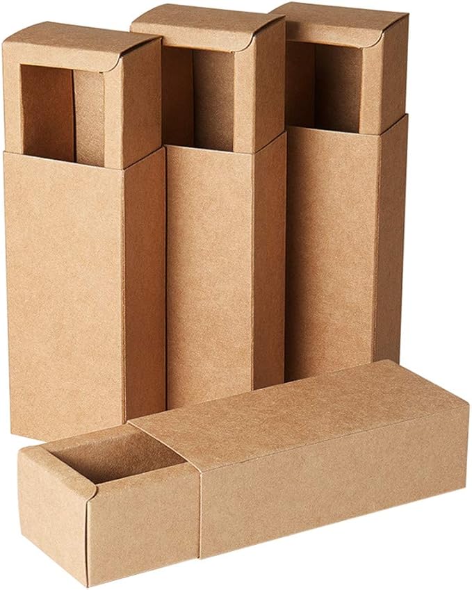 BENECREAT 20 Pack Kraft Paper Drawer Box Festival Gift Wrapping Boxes Soap Jewelry Candy Weeding Party Favors Gift Packaging Boxes - Brown (4.84x2.12x1.37)