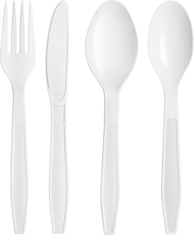 500 Count Extra Heavy duty Plastic Spoons, Disposable White TeaSpoon, Heavyweight Bulk Cutlery for Dinner, Events, Catering, Parties & Takeout
