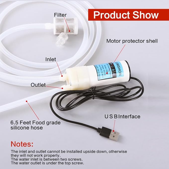 Portable USB Electric Auto siphon Self Priming Pump for Home brew Wine,Beer and Kombucha, DC 5V water Transfer Pump Kit, 2L/Min No Mess Leak,Low Noise, Food Grade 6.5FT hose
