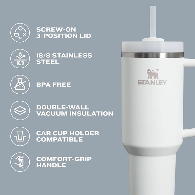 STANLEY Quencher H2.0 Tumbler with Handle and Straw 30 oz | Flowstate 3-Position Lid | Cup Holder Compatible for Travel | Insulated Stainless Steel Cup | BPA-Free | Goldenrod Coral