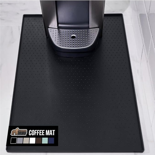 GORILLA GRIP Silicone Coffee Mat, 15x23, Espresso Machine Bar Accessories, Keep Kitchen Counters Clean, Stays in Place, Waterproof and Heat Resistant Dish Drying Mats, Home Decor Essentials, Black