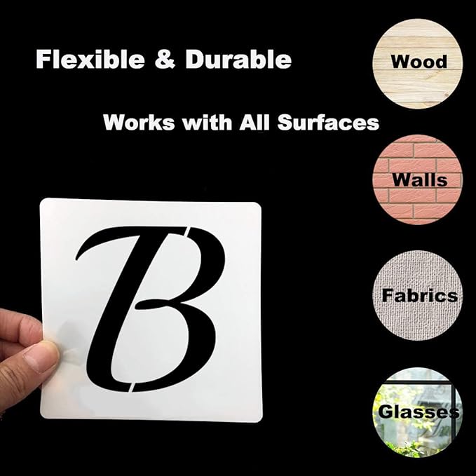 3 Inch Alphabet Letter Stencils for Painting - 70 Pack Letter and Number Stencil Templates with Signs for Painting on Wood, Reusable Cursive Letters Stencils for Chalkboard Wood Signs & Wall Art