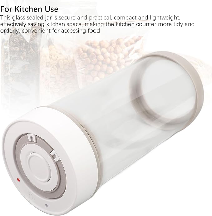 Electric Vacuum Canister, Vacuum Glass Storage Container Bean Nuts Storage Organizer for Coffee Tea Food Preservation (1350ml)