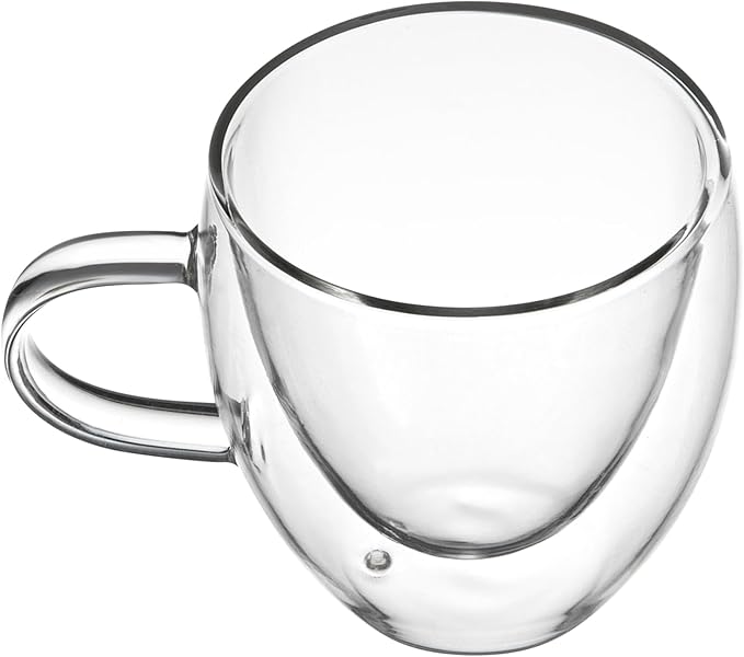 Restaurantware Coffee Cup 12 Pack of 5 oz Insulated Double-Wall with Handle Glass Borosilicate Coffee Cup Espresso Shot Dishwasher Safe For Hot Drinks