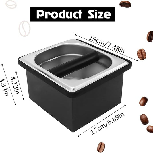 Coffee Knock Box Espresso Accessories, Stainless Steel Coffee Grounds Container, Coffee Puck Knock Box for Espresso Machine Accessories (7.28 x 6.8 x 4.25 in)