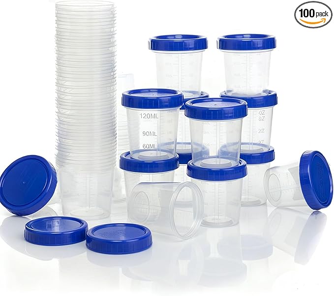 100PCS Specimen Cups with Lids - 4oz Multi-functional Storage Jars for Sample Cups and Sample Collection Kit, Used to Store Paint, Parts, Small Tools (100pcs)