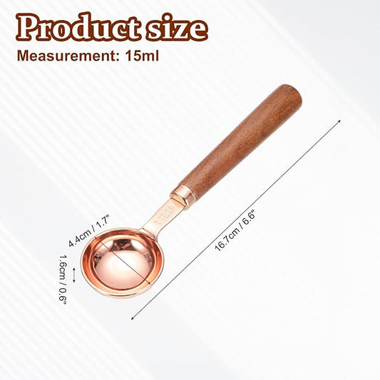 uxcell Measuring Spoon, 15ml Stainless Steel Coffee Scoop Spoon with with Wood Handle for Ground Coffee Tea Sugar Cooking Baking, Rose Gold