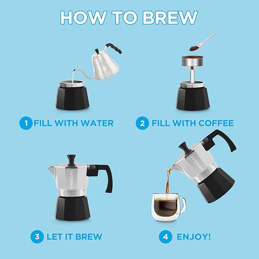 GROSCHE Milano Stovetop Espresso Maker Moka Pot Cuban Coffee Moka Italian Espresso Greca Brewer Percolator | 3 Espresso Cup, Tuxedo