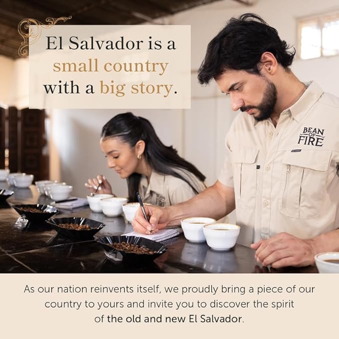 Bean of Fire El Salvador Gesha Natural Ground Coffee – Medium Roast, Single Origin Specialty, Chocolate & Lemon Cup (16 oz)