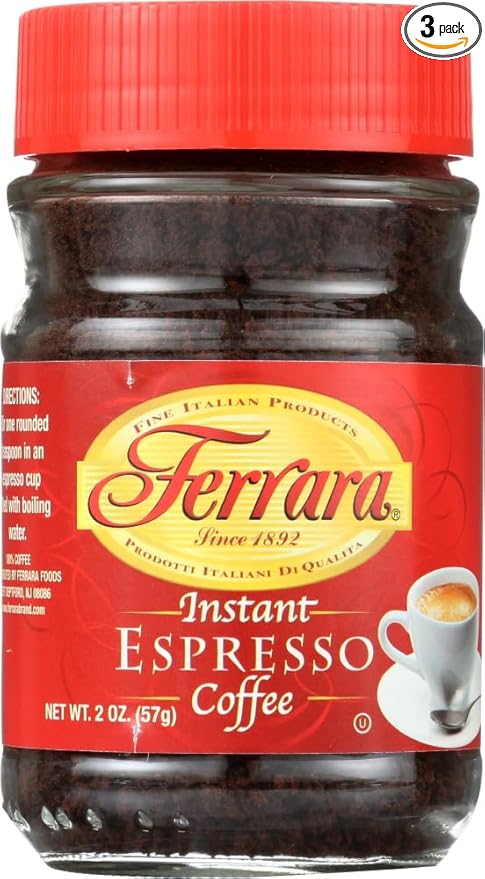Ferrara Instant Espresso Coffee - Pack of 3 (2 oz each jar)