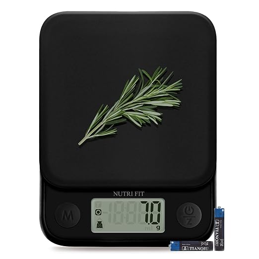 Food Scale Kitchen Scale Weight Grams and Ounces Small Digital Scale for Weight Loss Baking Cooking Coffee of NUTRI FIT, Max 11lb 0.5g Increment, LCD Smart Tare, Easy to Use for Travel, AAA Battery